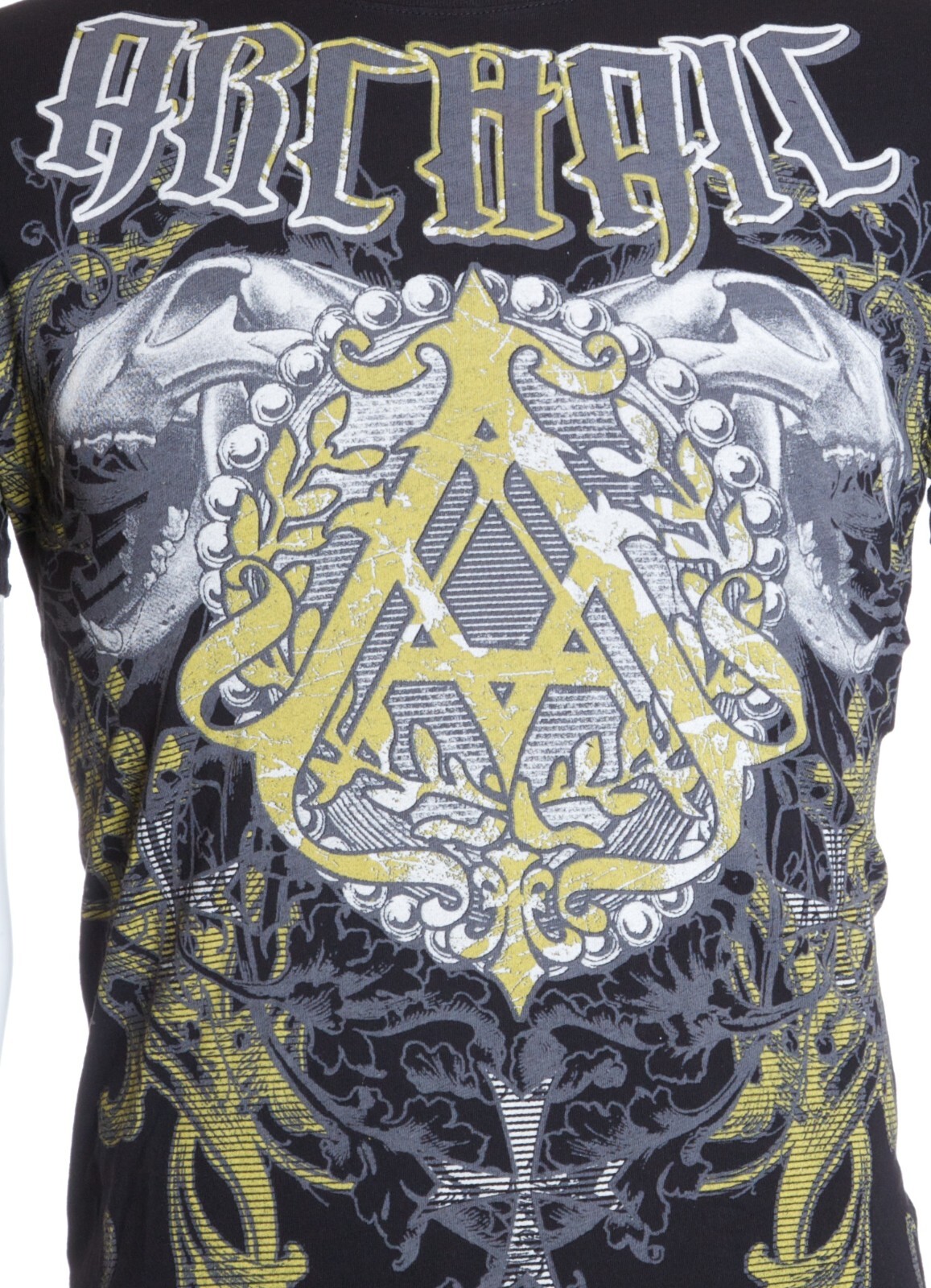 ARCHAIC by AFFLICTION Black CELLAR WINGS Short Sleeve Slim Fit Y2K T-shirt NWT