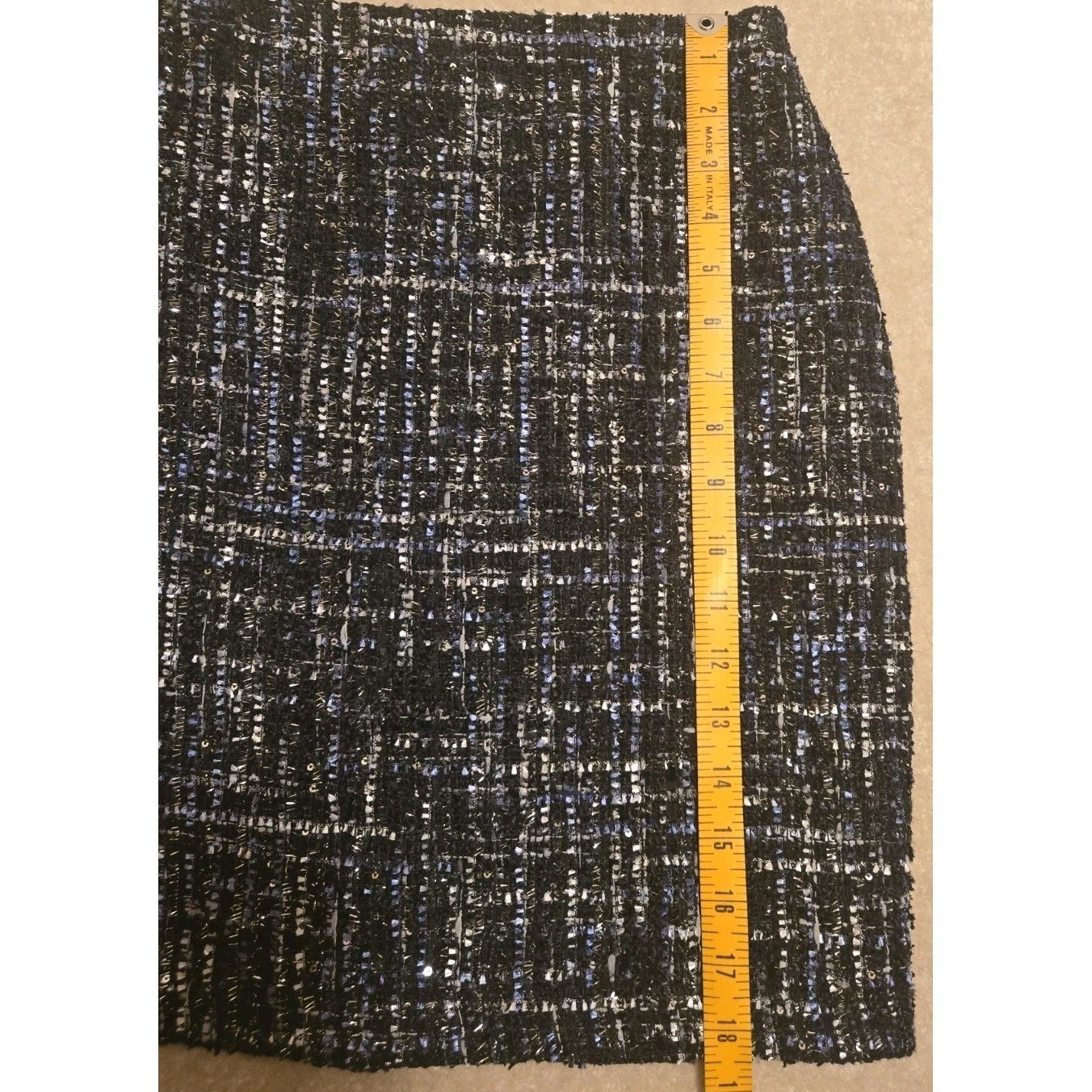 Boston Proper Tweed Skirt Women’s 2 Multi Colored (Black, Blue, And White)