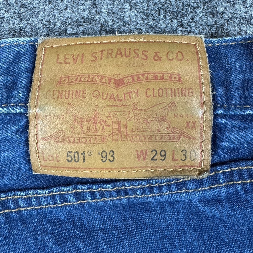 Levi’s Premium 501 ’93 Jeans Mens 29×30 Straight Leg Button Fly Big E Cowboy