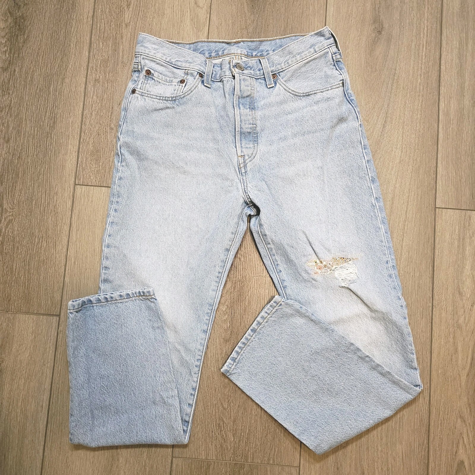 Levi’s 501 Jeans | Women W29x30L | Button Fly High Rise | Patchwork Detail