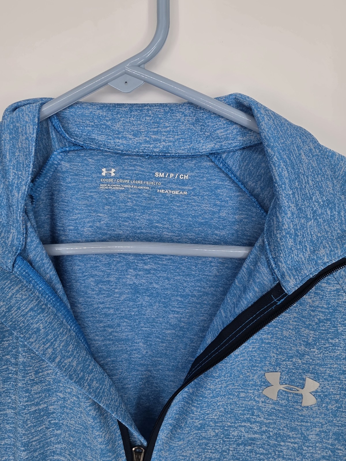 Under Armour HeatGear Men’s Blue Heathered 1/4 Zip Pullover Long Sleeve SM