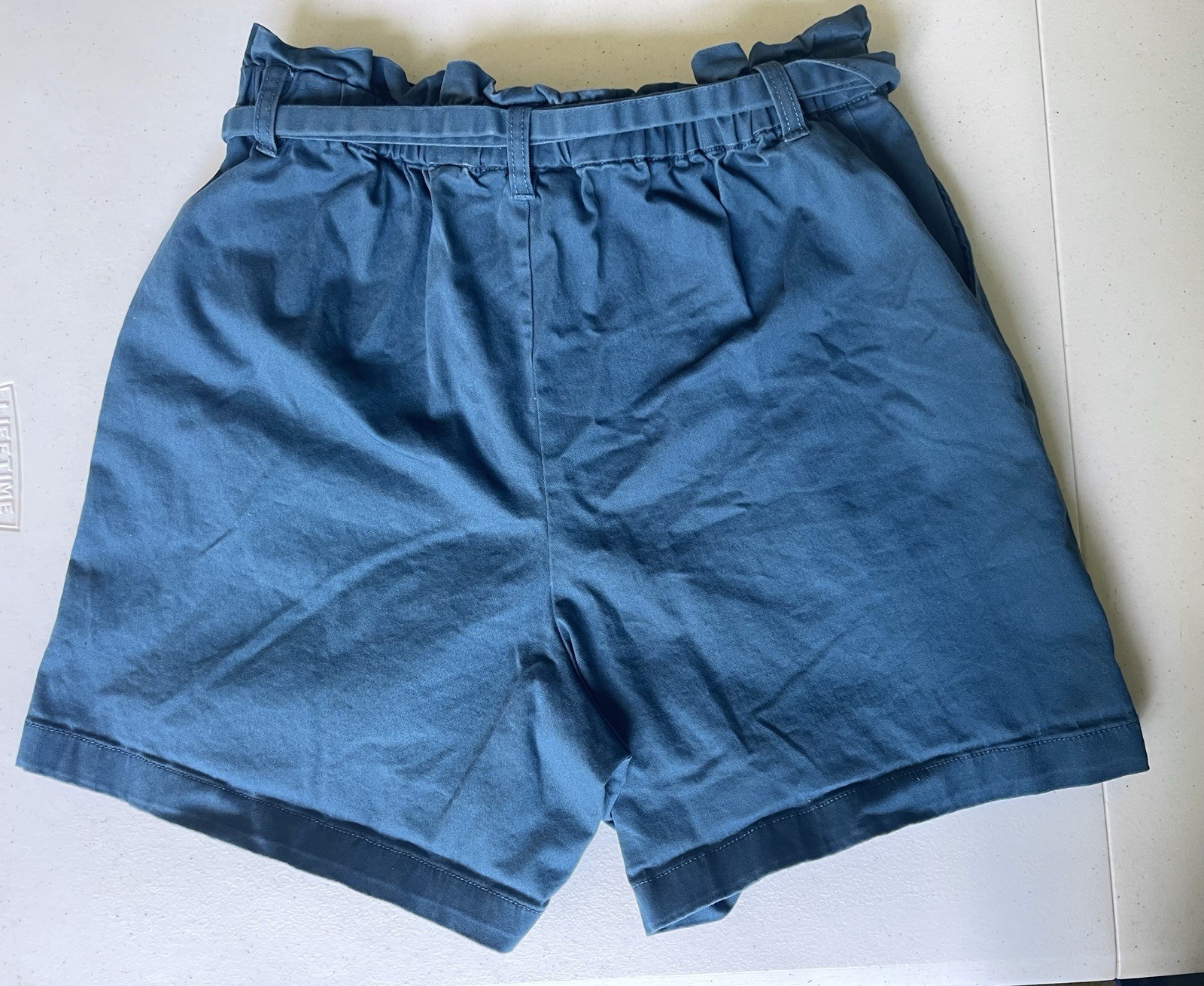 Candace Cameron Bure Paperbag Waist Tie Shorts Blue XS Pull On Womens