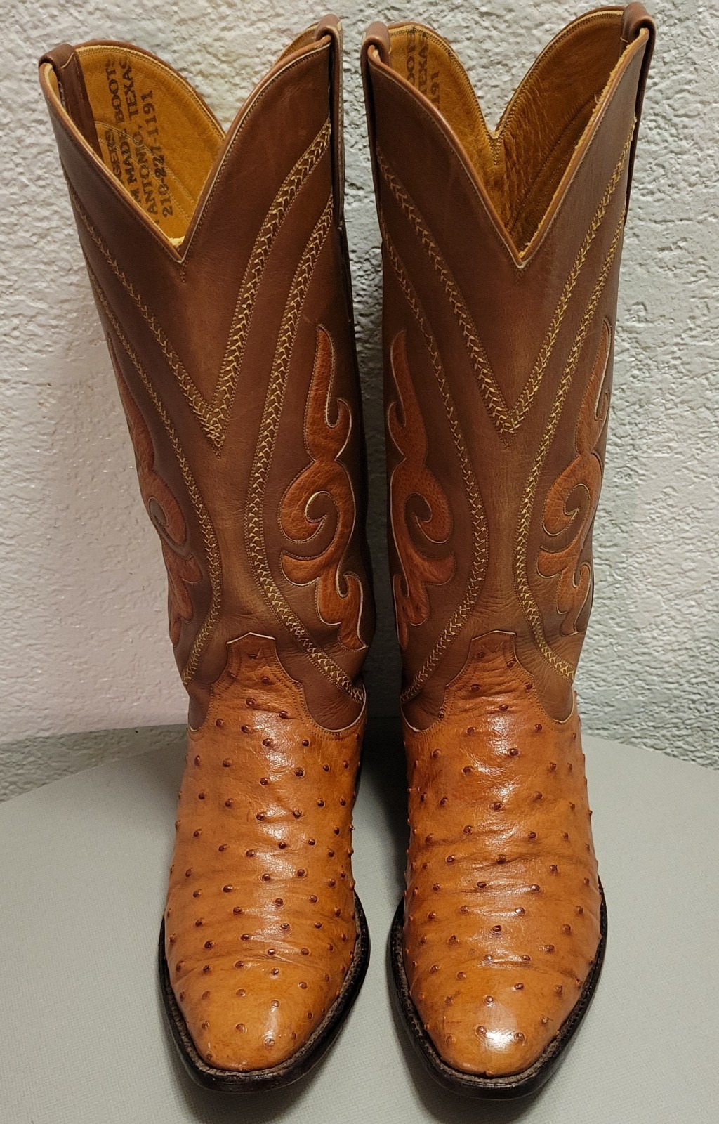ROGERS HANDMADE OSTRICHSKIN WESTERN BOOTS SIZE 8 1/2 D