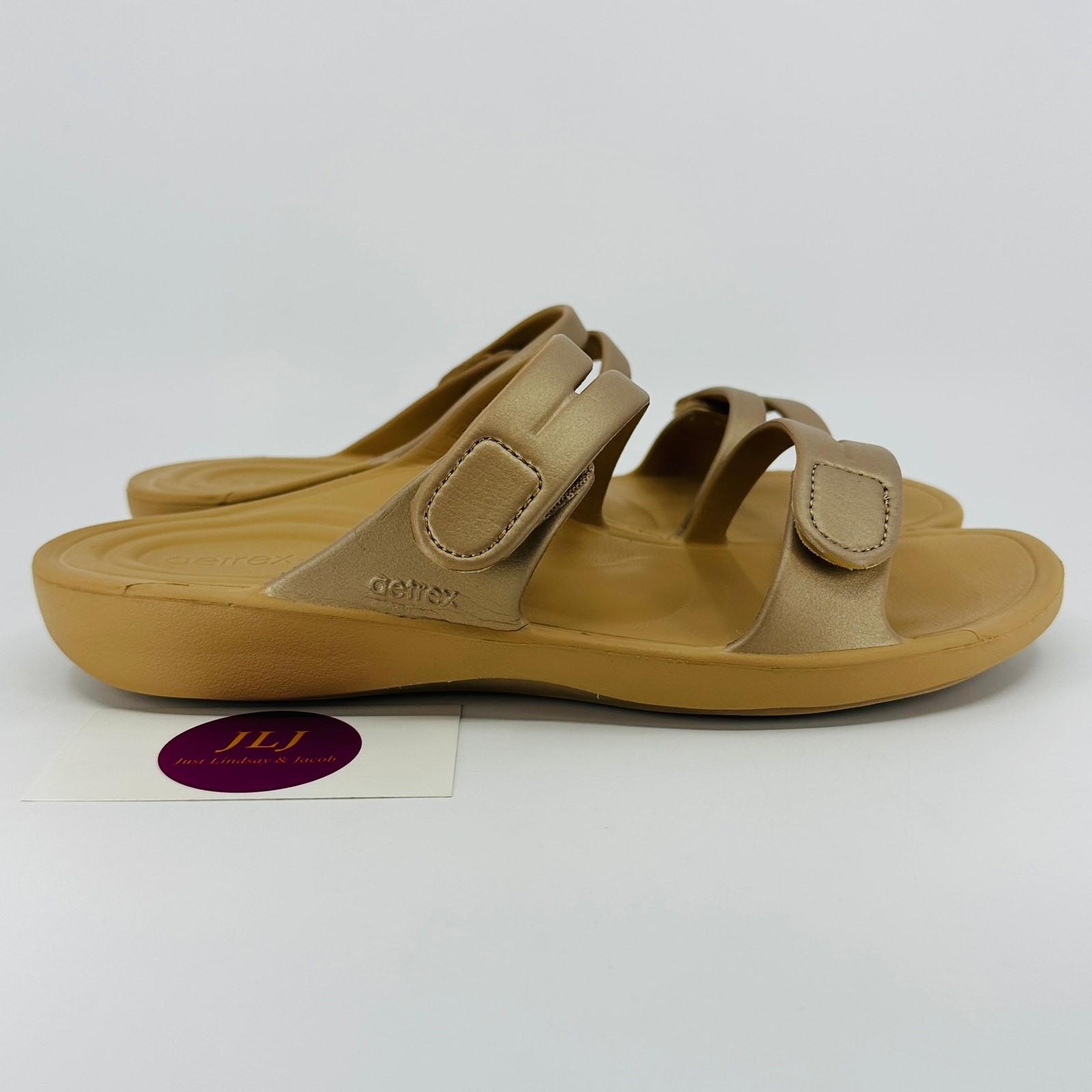 Aetrex Women’s Janey Sport Slide Adjustable Comfort Sandals Champagne Size 10