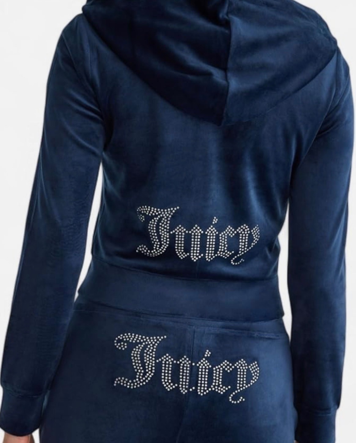 NWT Juicy Couture Womens OG Big Bling Velour Hoodie & Pants Regal Blue Sz L