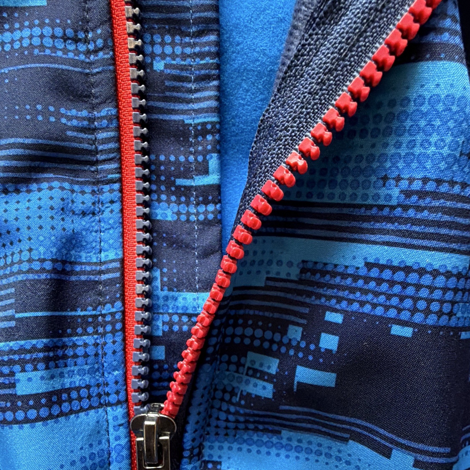 Free Country Boys Softshell Hooded Full Zip Jacket S Blue/Red Camo