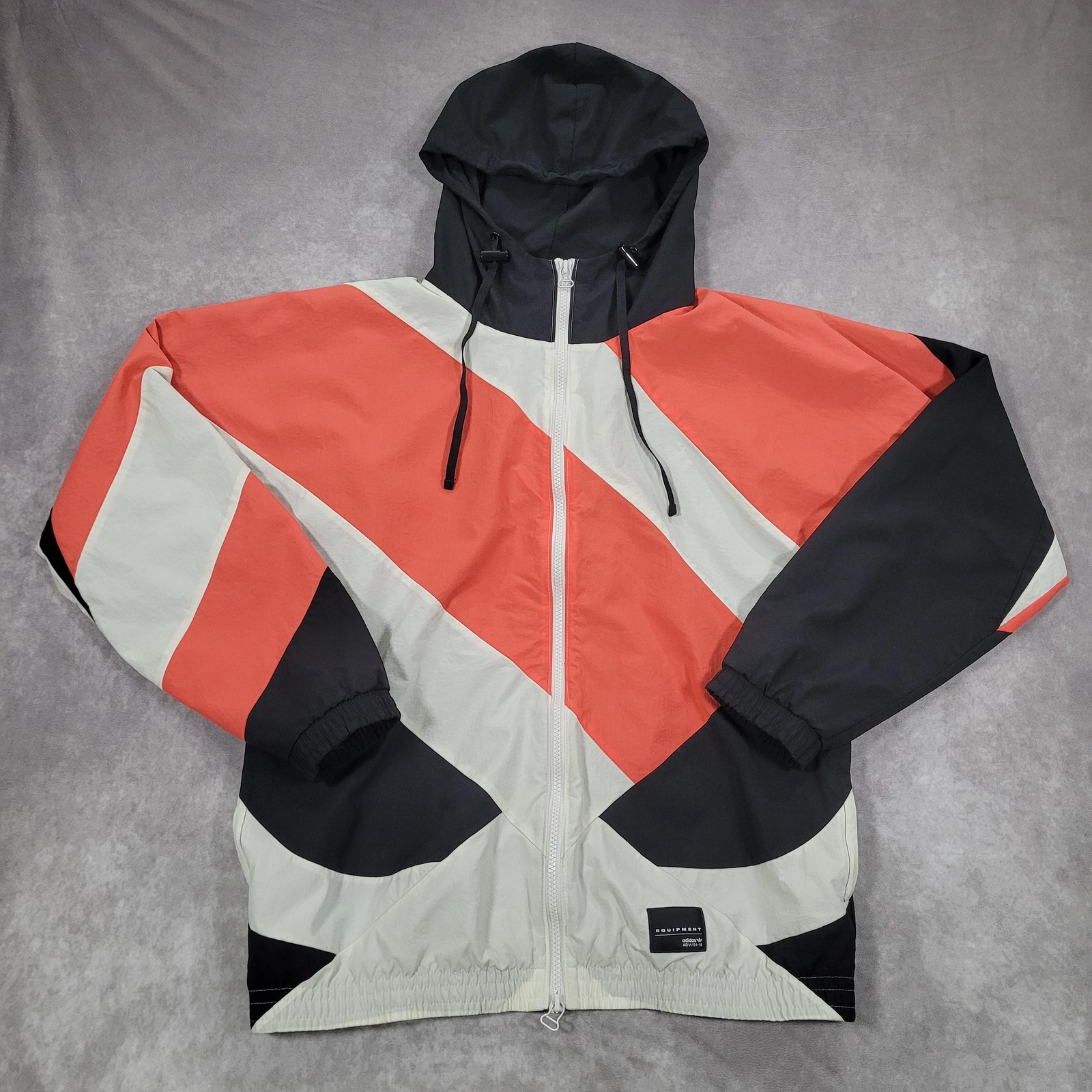 Adidas Equipment Windbreaker Jacket Mens Small Multicolor Hooded Zip ADV/91-18