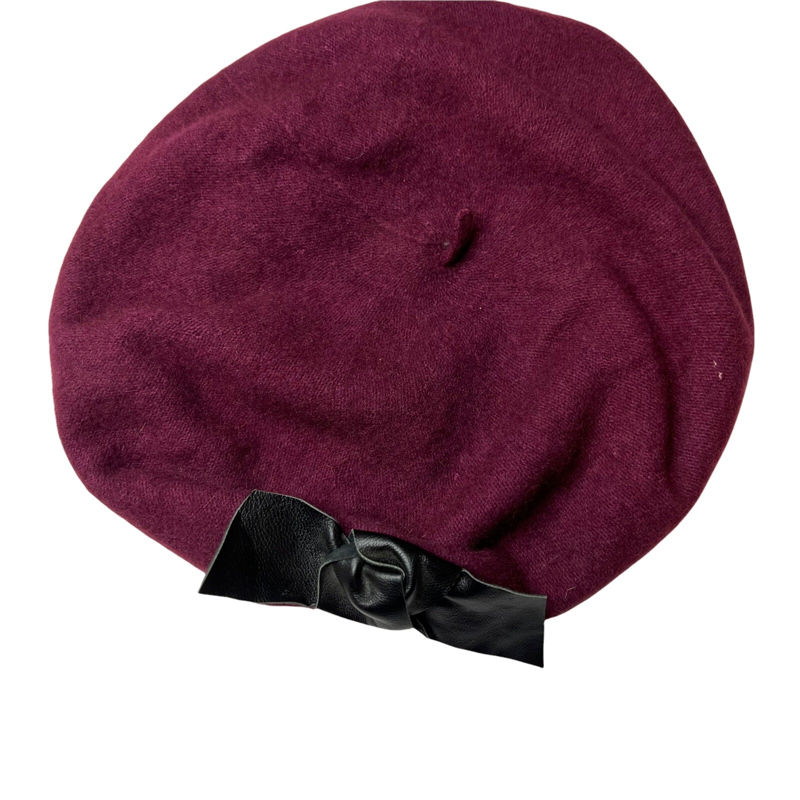 Hat Attack Burgundy Beret with Black Bow