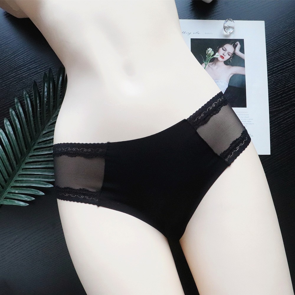 5 pack Thin mesh lace seamless sexy panties low waist breathable priefs