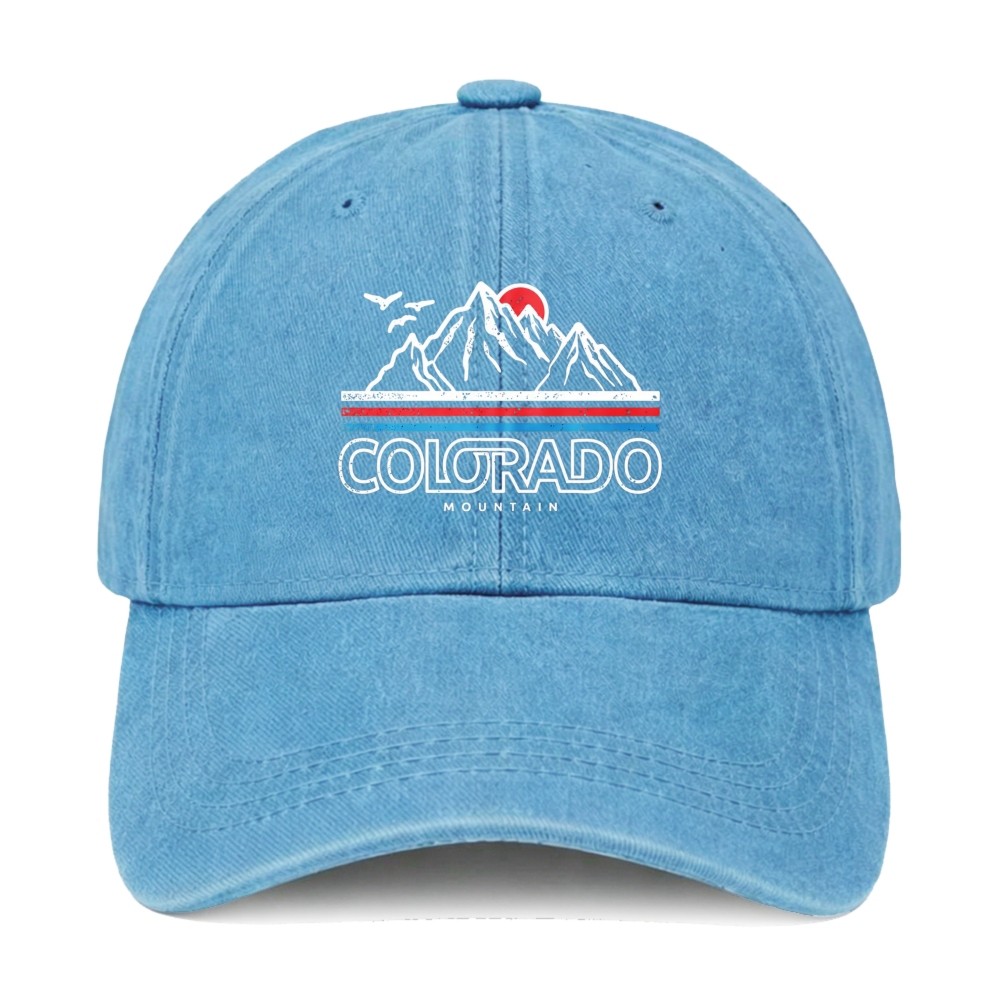 Colorado Mountain Outdoor Nature State Pride Casual Unisex Washed Baseball Cap