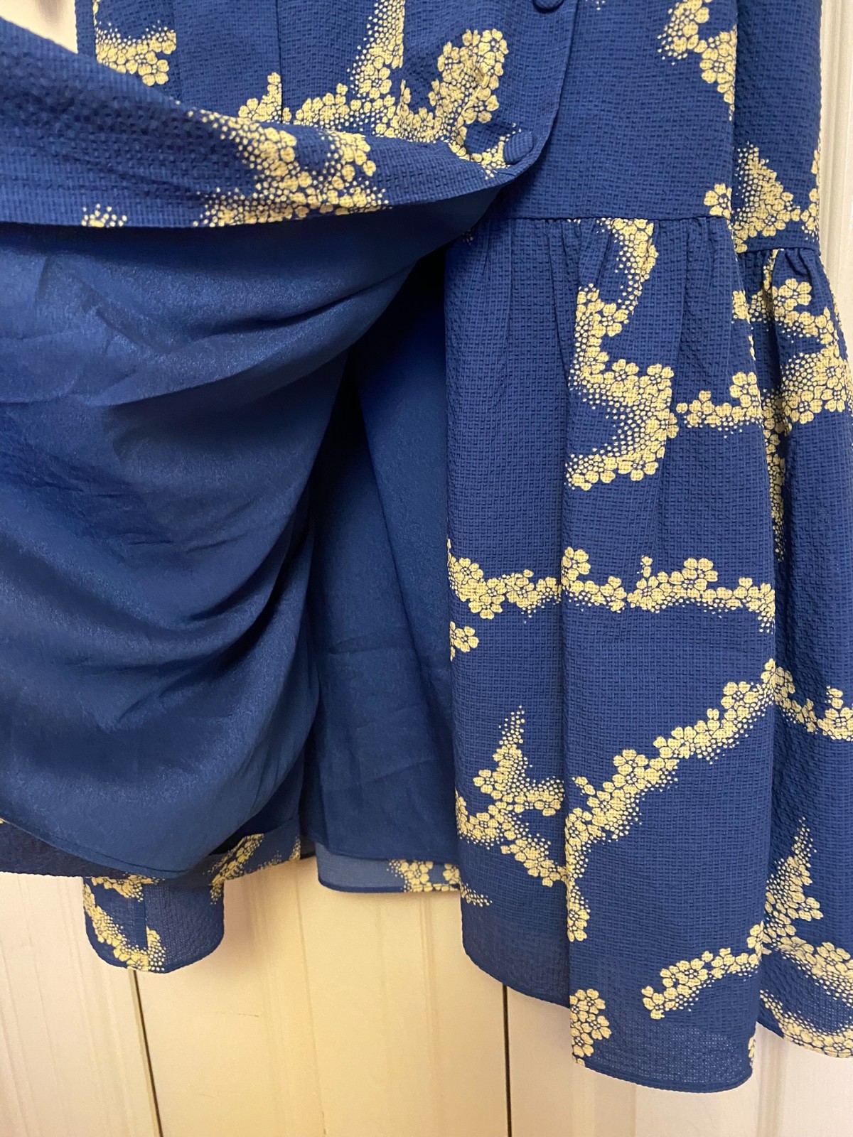 Ted Baker Oapall oversized blue and white wrap dress (UK10)