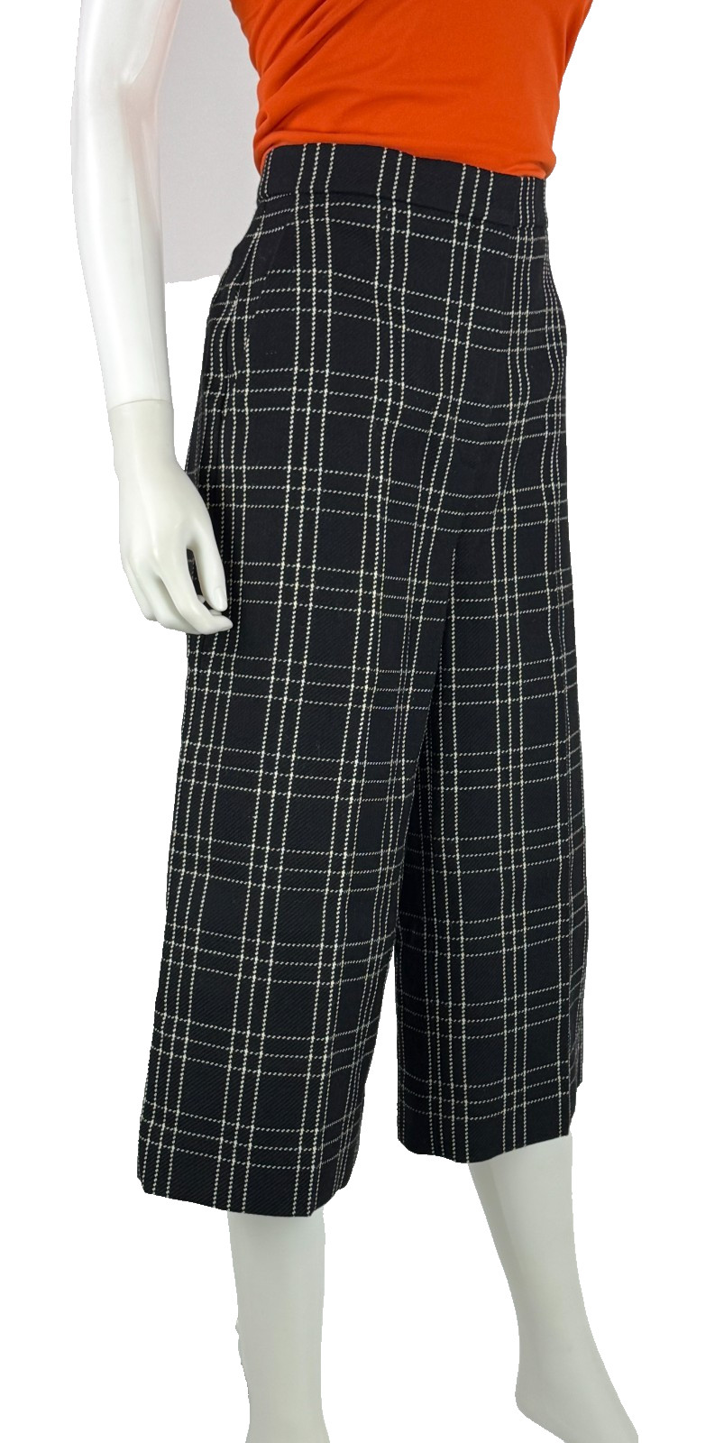 $2K Christian Dior New Black White Wool Dress Pants 4 6 US 40 IT S Culottes Auth