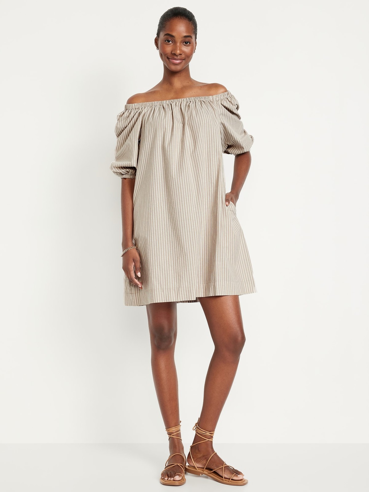 OLD NAVY ~ New! NWT PLUS 2X ~ SEA SALT Striped 100% Cotton Mini Swing Dress 53