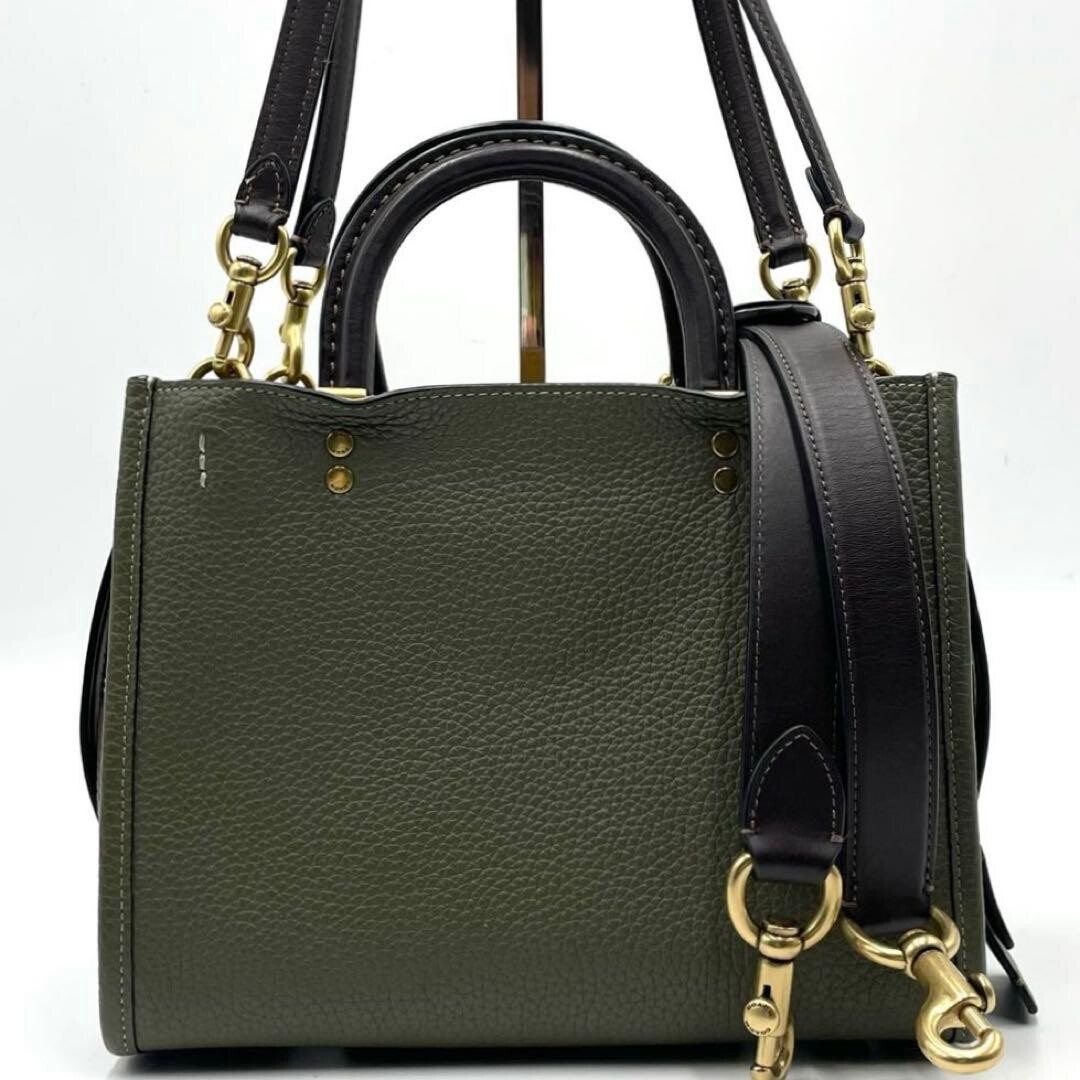 Coach Rogue 25 3 Way Leather Shoulder Hand Bag Khaki Brown Gold Charm missing