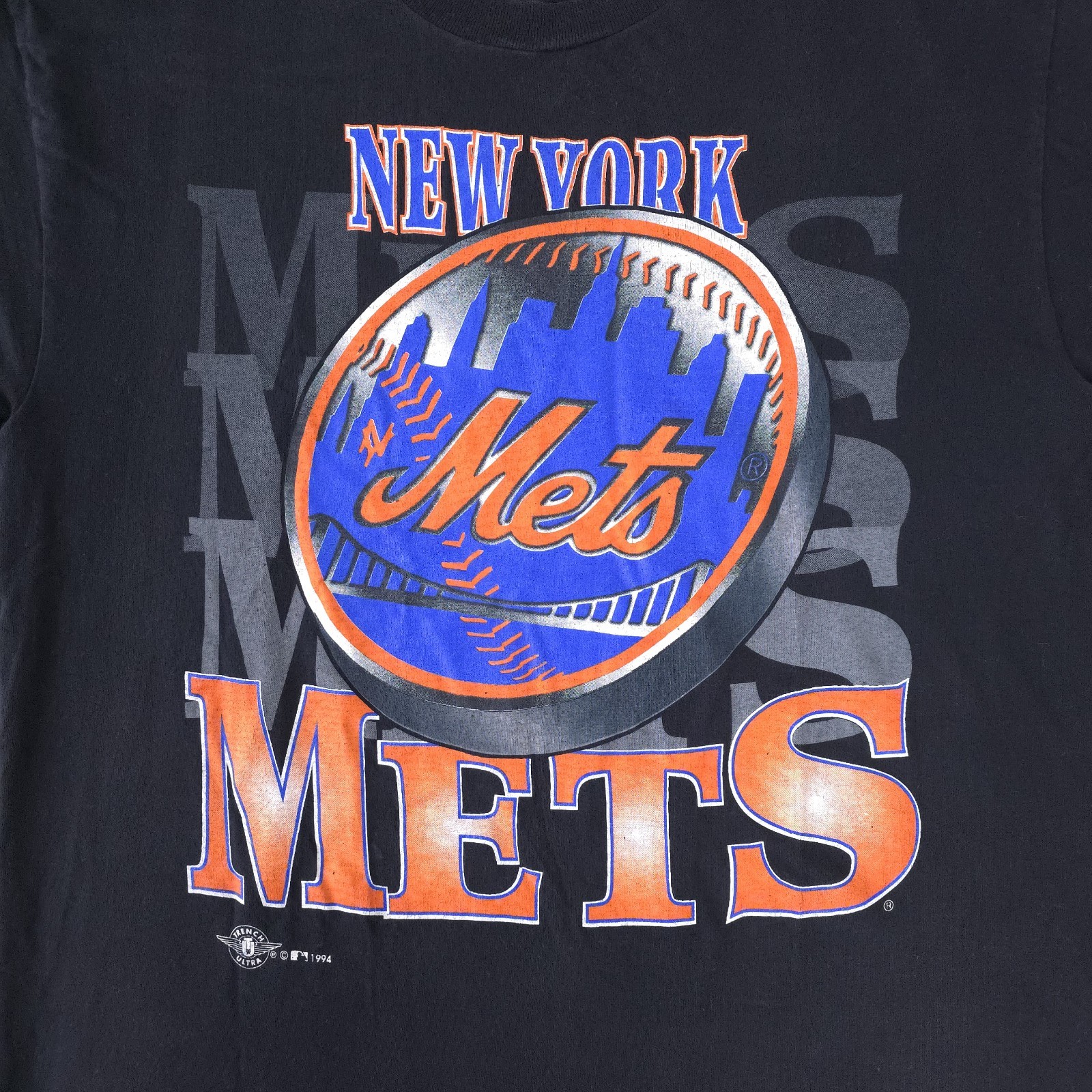 Vintage New York Mets 90s Single Stitch Black XL T-Shirt Made In USA Trench MLB