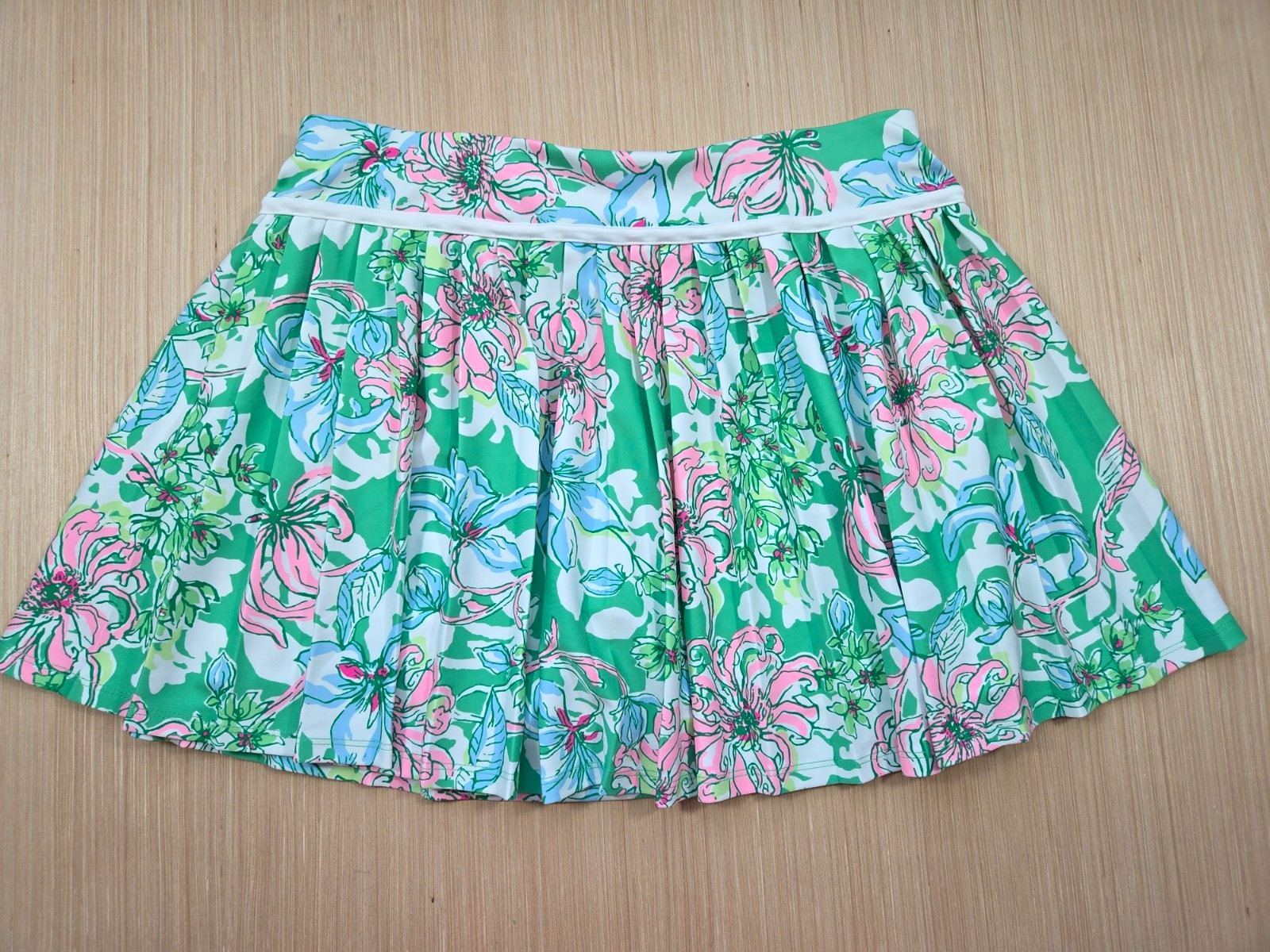 Lilly Pulitzer Luxletic Bacio Skort Green Spearmint Blossom Pleated Tennis Sz M