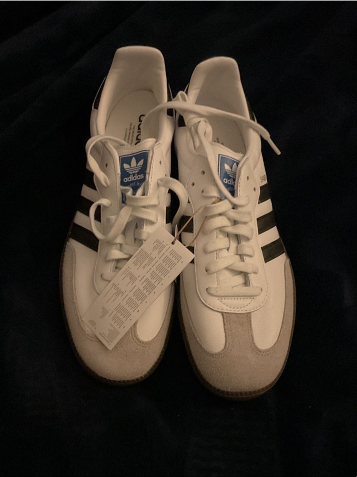 adidas Samba Sneakers in White and Black with Gum Sole