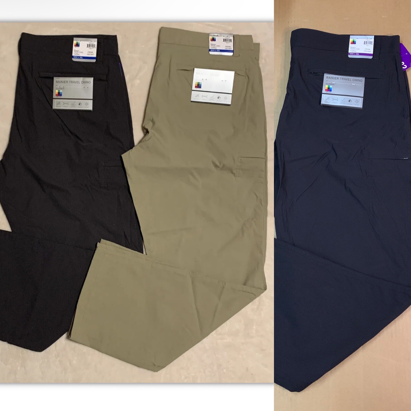 UB Tech Men’s Rainier Lightweight Comfort Travel Chino Pants 40 42 44 x 30 32