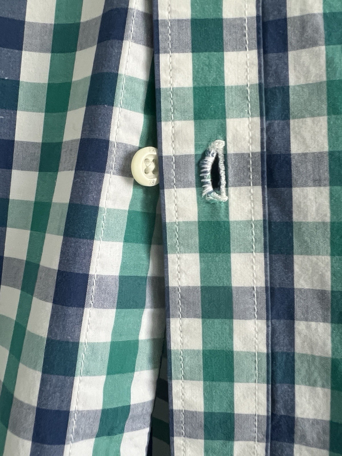Banana Republic Men’s L Soft Wash Slim Green Blue White Check LS Button-Up