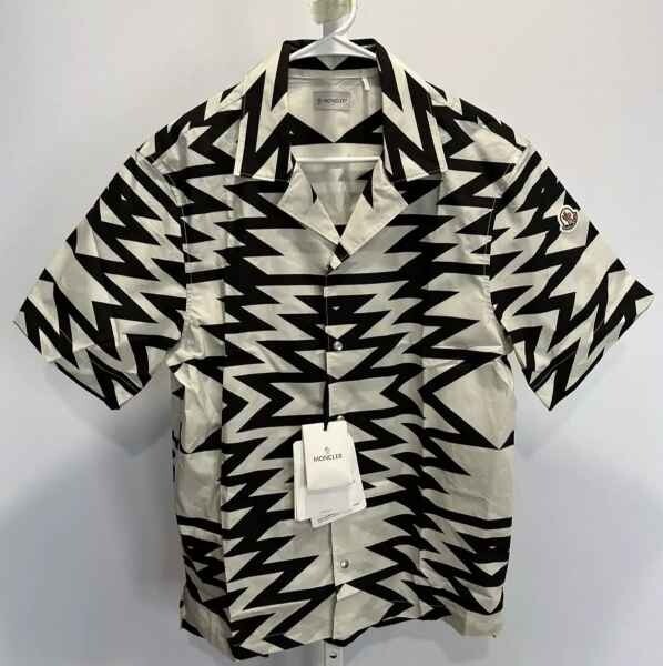 Moncler men’s Black Geometric Print Camicia Shirt – size Small – retail $590