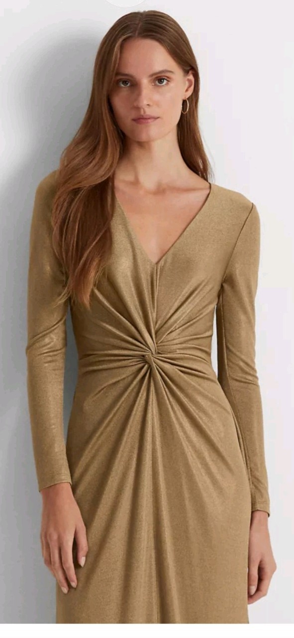 Lauren Ralph Lauren Women’s Twist-Front Foil Print Jersey Gown