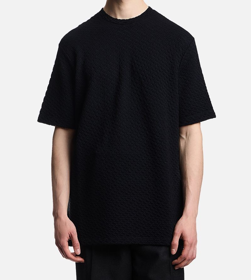 Emporio Armani Men’s Black Geometric Jacquard Jersey Tee Size M