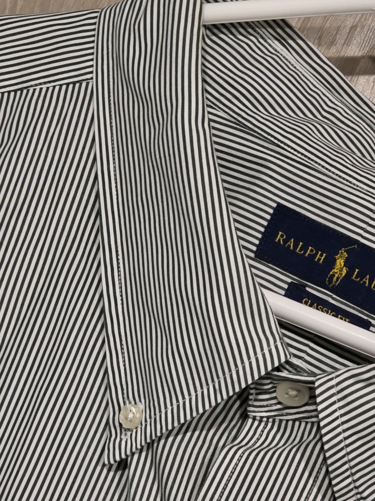RALPH LAUREN Button Down Shirt Men’s 5XB BIG Navy White Striped Cotton