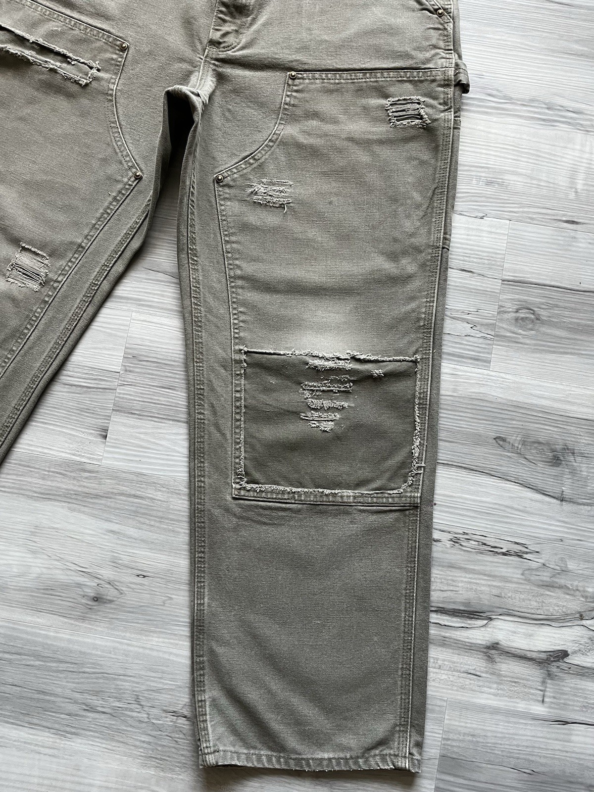 Vintage Carhartt B136 MOS Double Knee Carpenter Pants – 37×30 Faded & Distressed