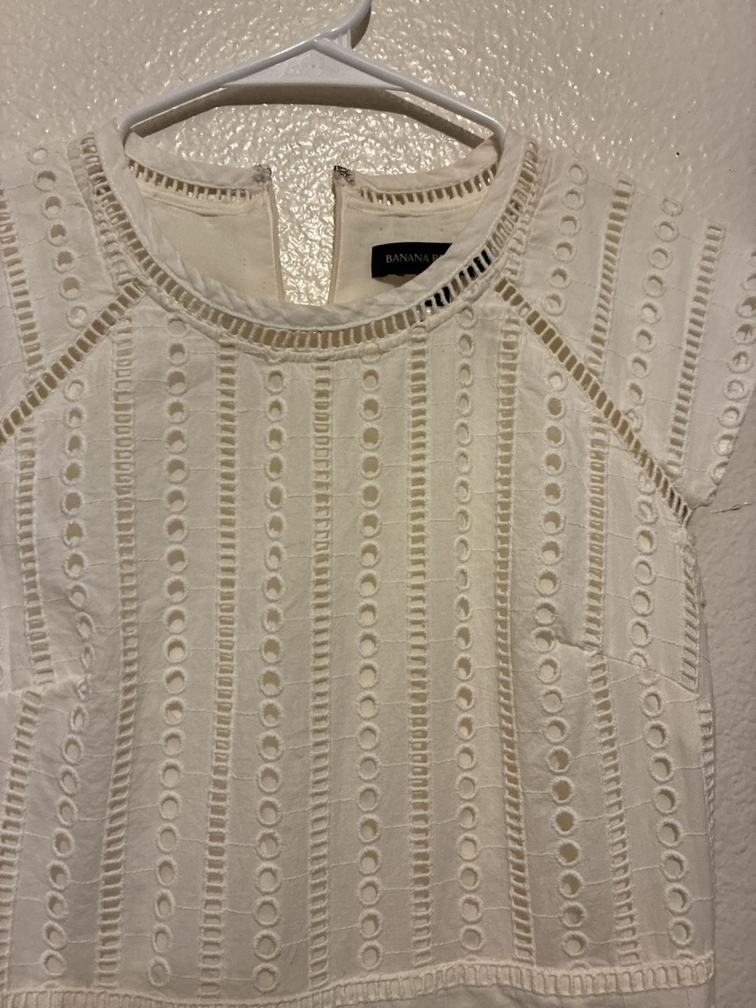 Banana Republic White Eyelet Cap Sleeve Mini Dress Size 2P