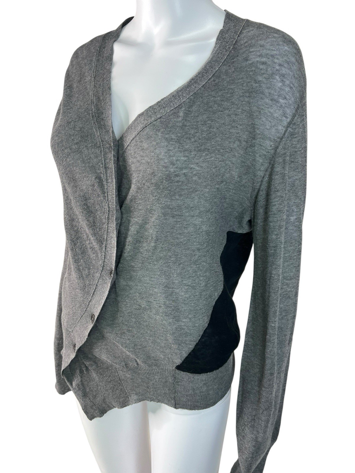 Ann Demeulemeester Sweater Cardigan Gray Black Asymmetrical Buttons Size 42