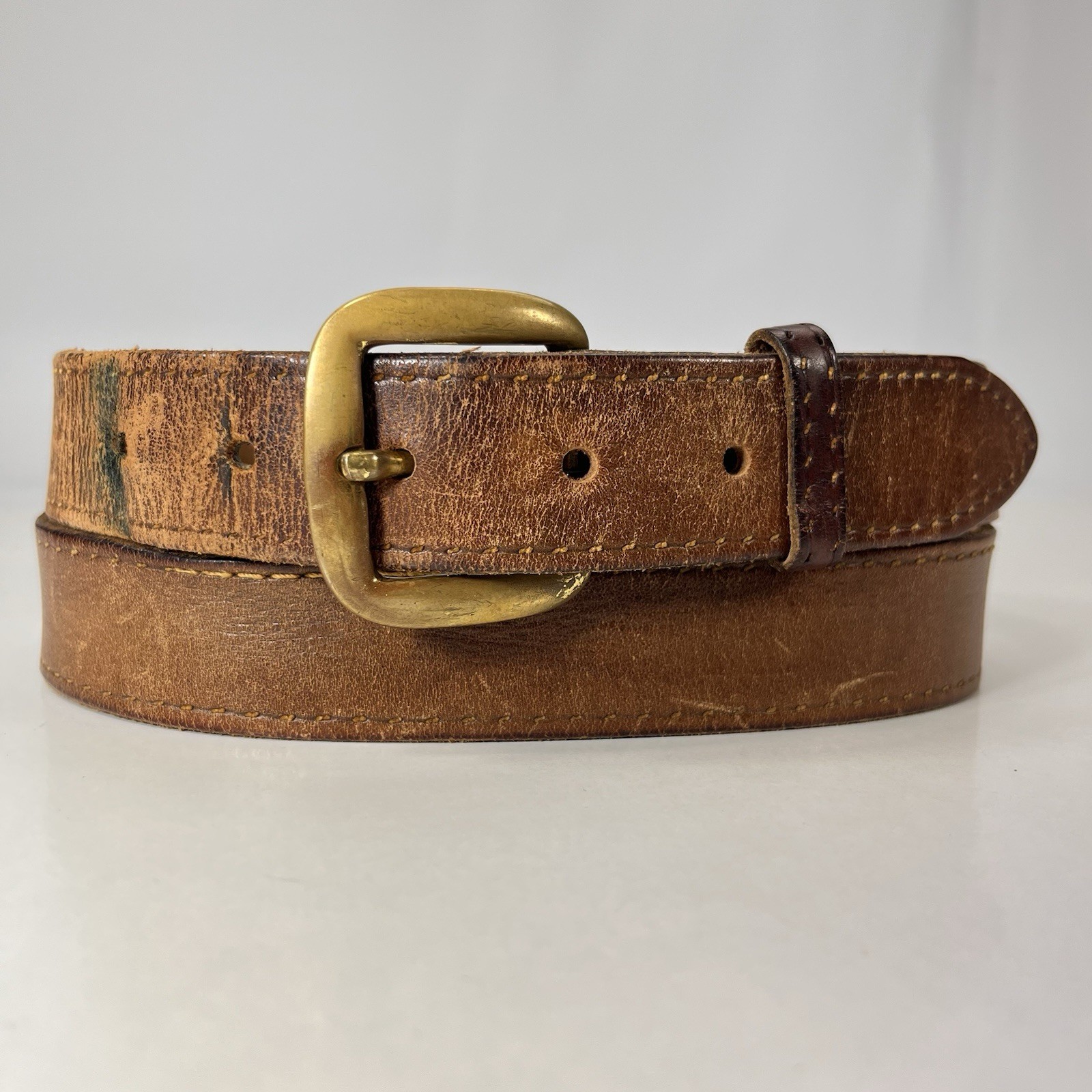 British Rogue Vintage Brown Steerhide Saddle Leather Belt – Men’s Size 38