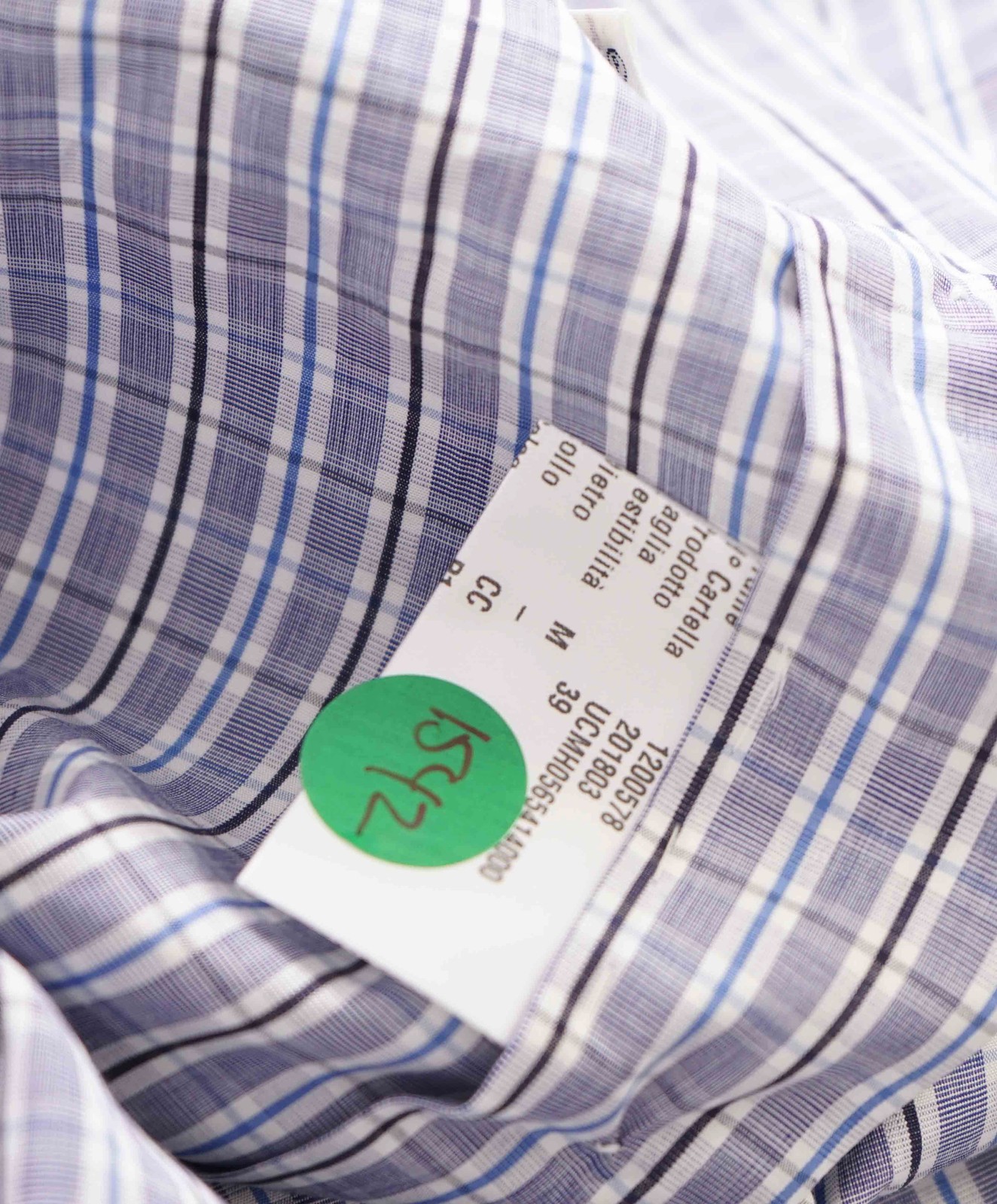 $995 KITON – BLACK Gray/Blue Check CUTAWAY Collar Button Down Shirt – 15.5 39
