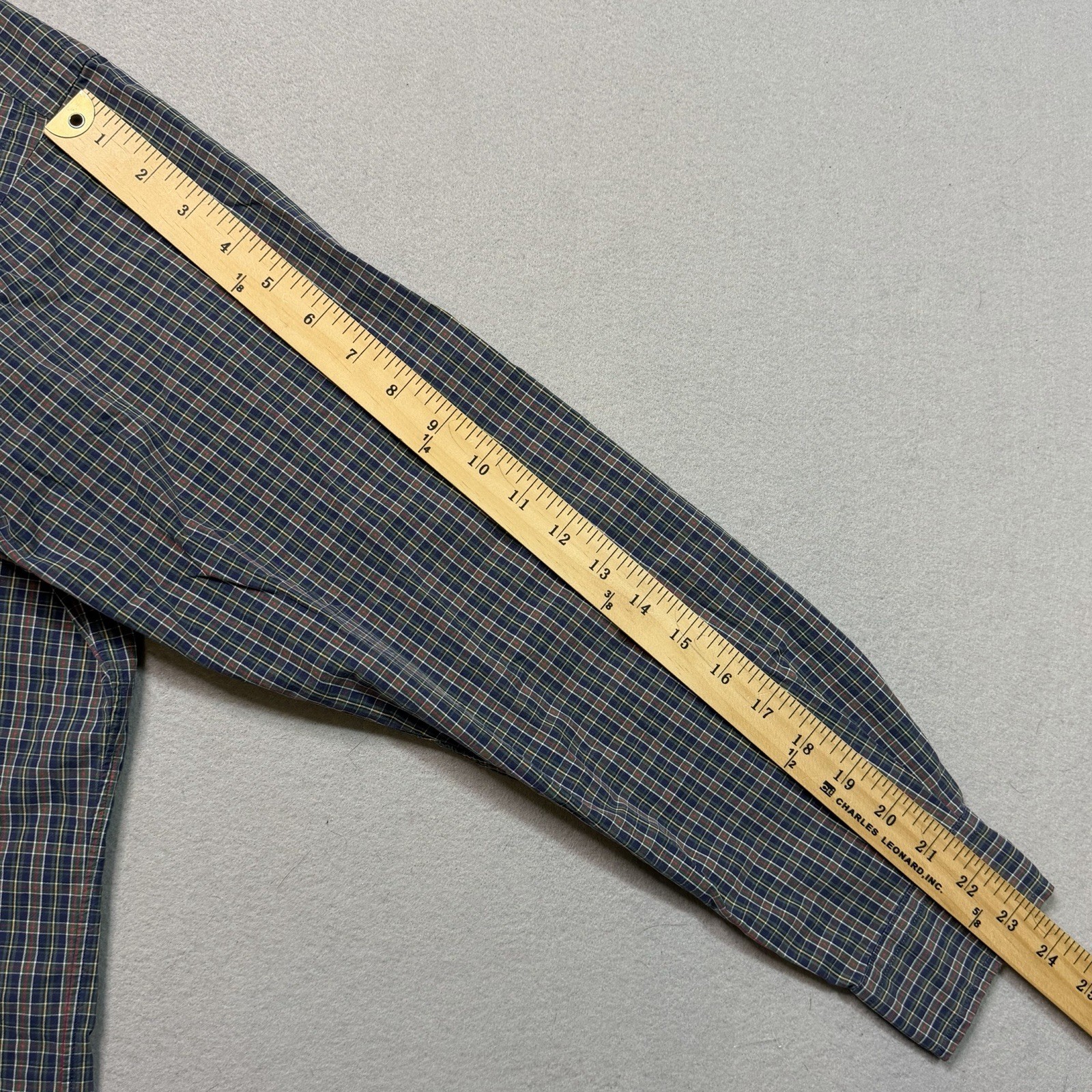 Ralph Lauren Men’s Slim Fit Button Down Plaid Checkered Shirt Grey M Medium