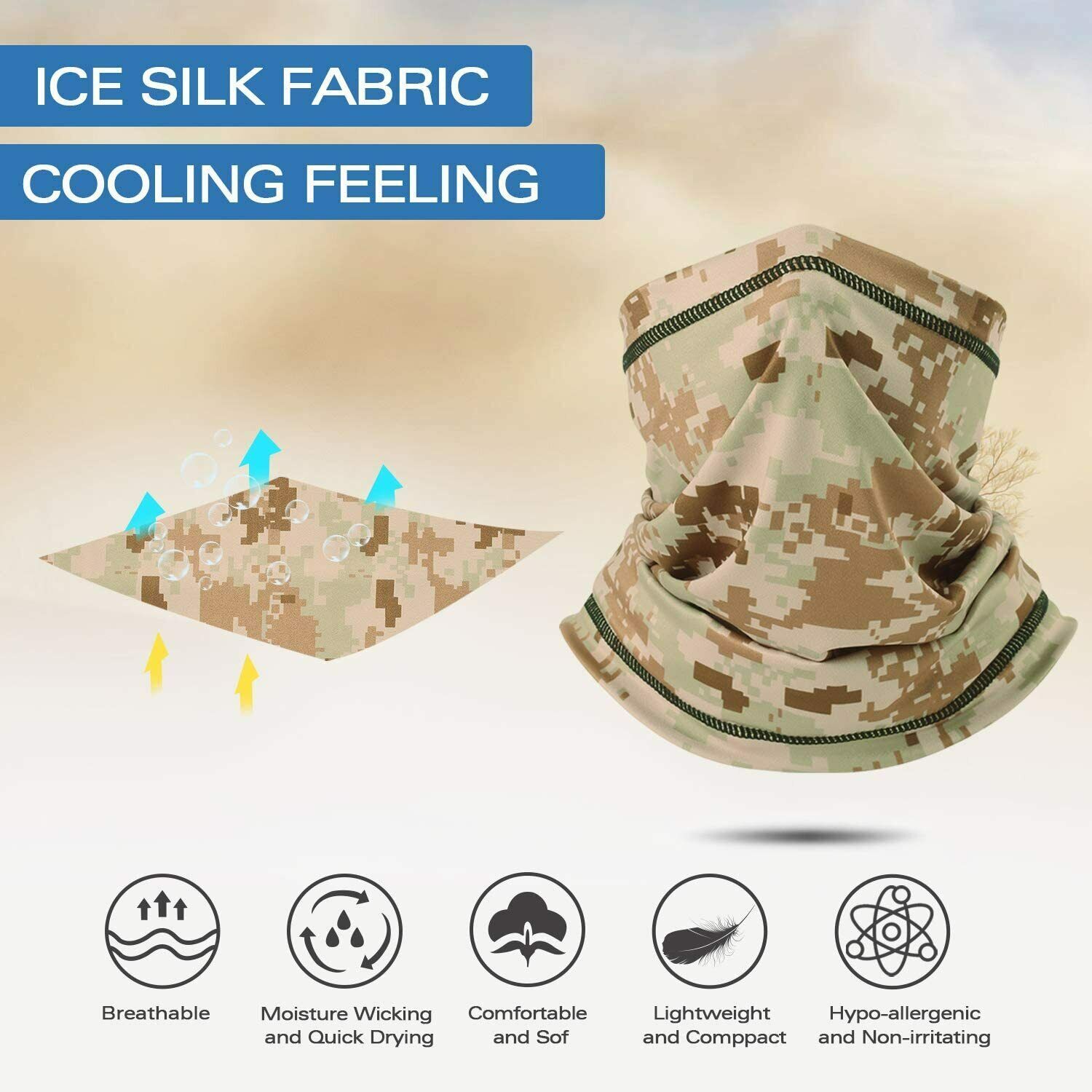 Camo Tactical Neck Gaiter Face Mask Scarf Breathable Bandana Cover Headwear US