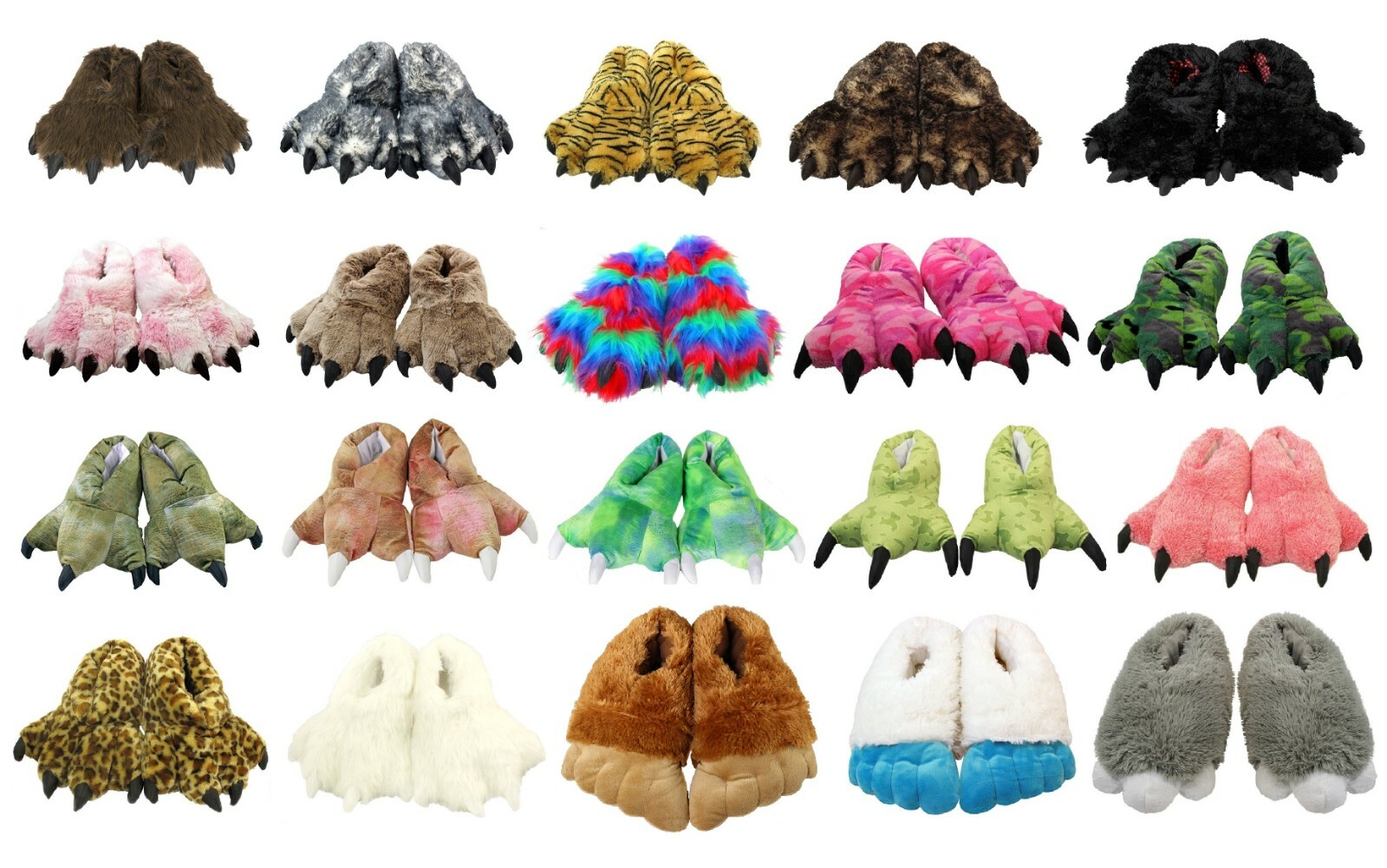 Wishpets Furry Animal Slippers for Kids/Youth and Adults – Size Large