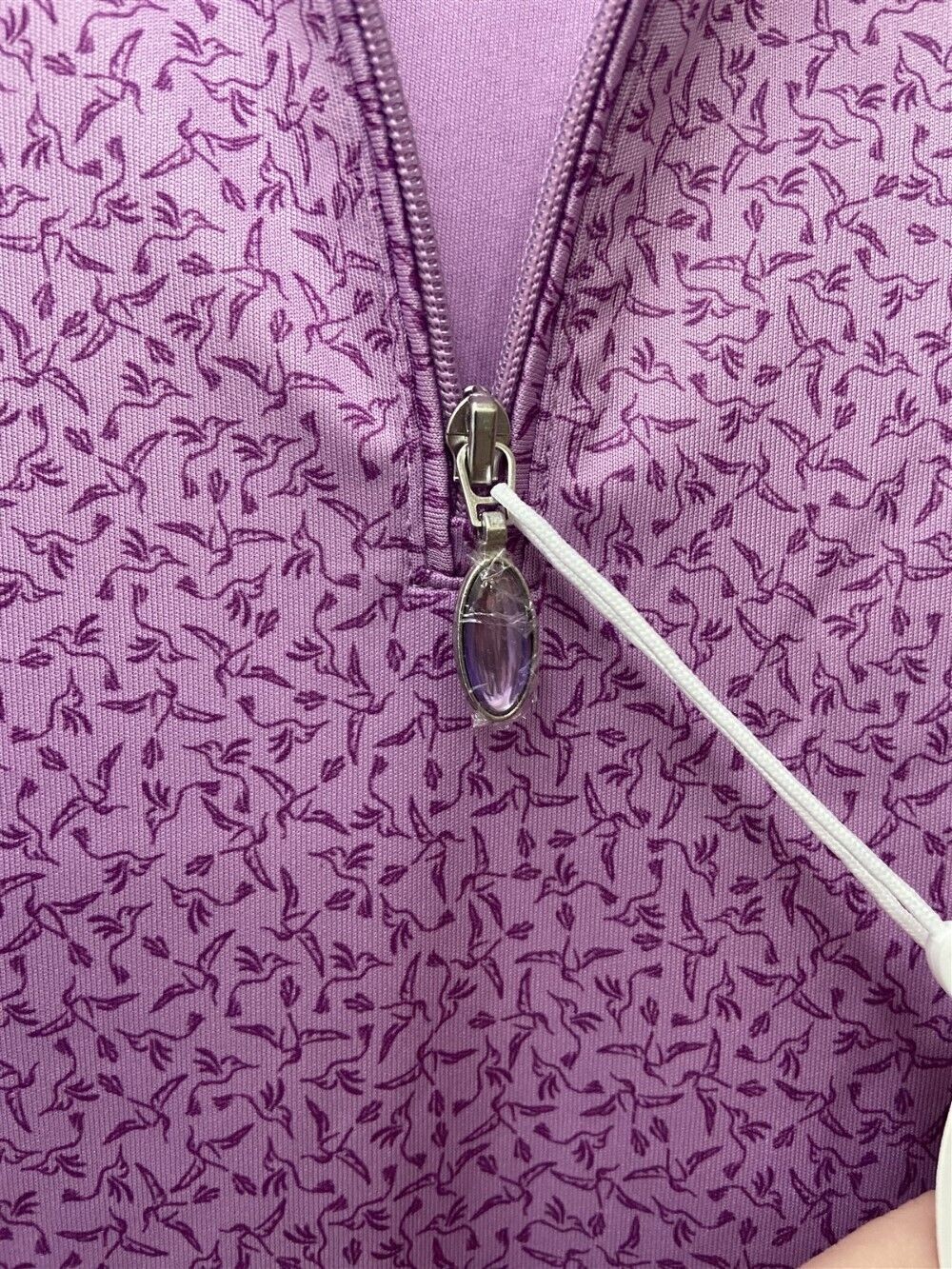 Greg Norman Lavender Hummingbird Print Tulip Short Sleeve Golf Polo Choose Size