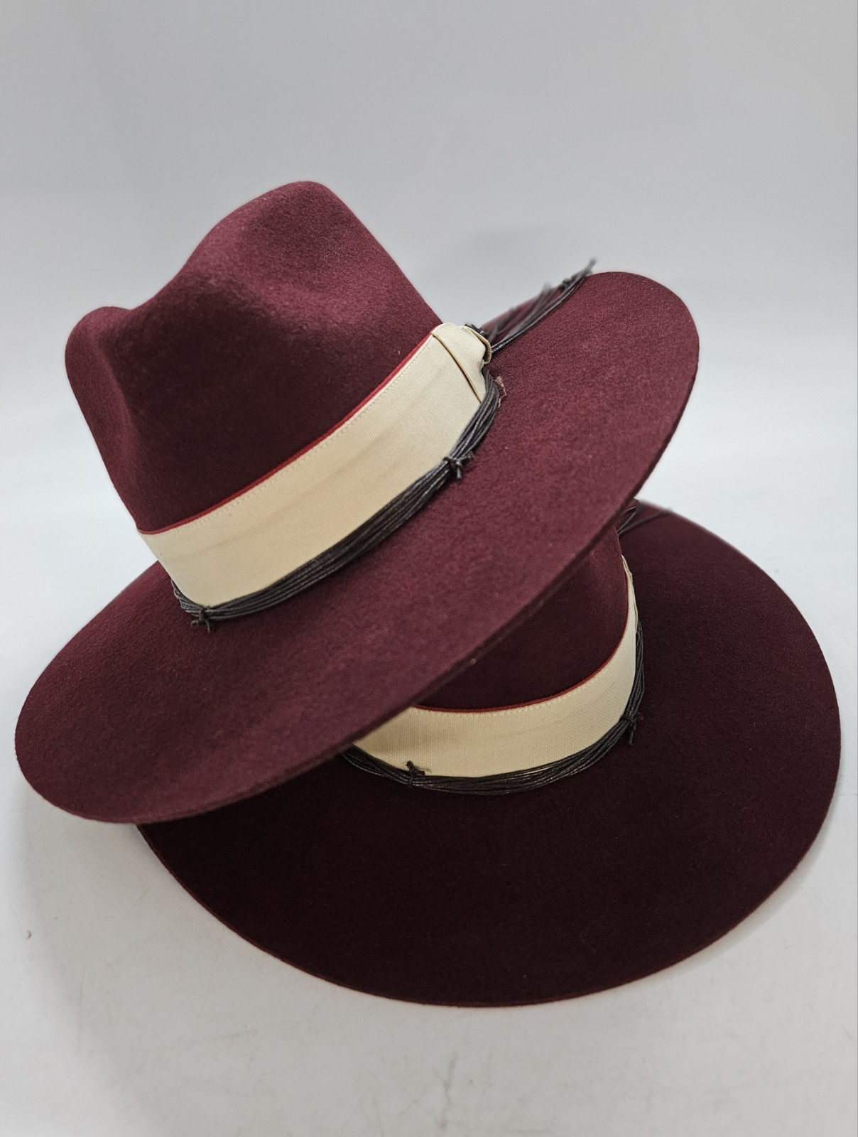 Brittoli Carte Blanche Wool Felt Wide Brim Fedora Monte Carlo Co Men’s Sz 6 1/2