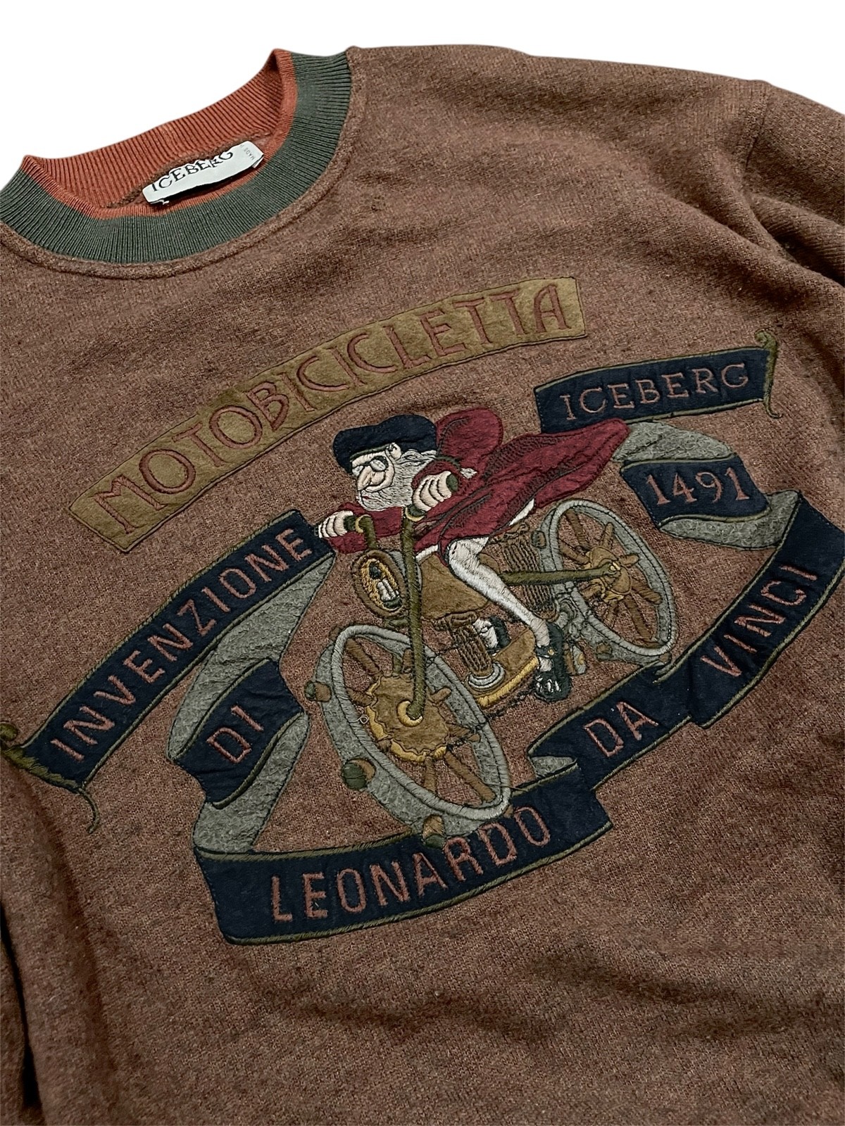 Vintage Iceberg 90s Da Vinci Embroidered Sweatshirt Italy Oversized L
