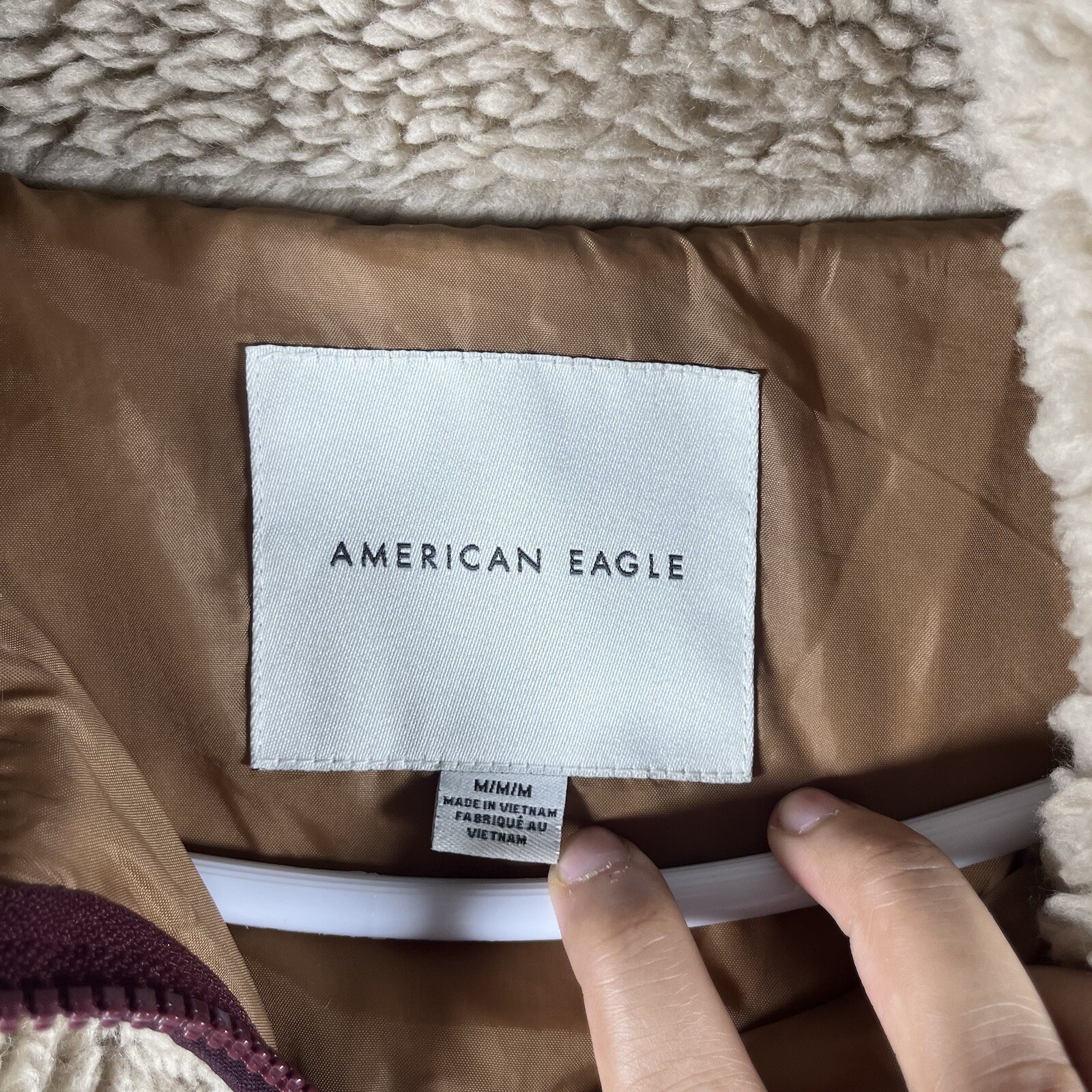 American Eagle Womens Jacket Brown Long Sleeve Full Zip Size M Acrylic Blend