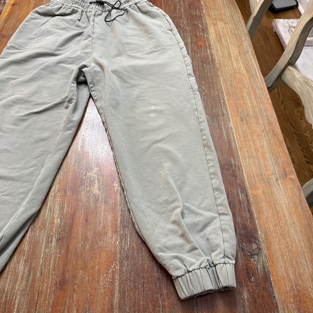 Varley Nevada Sweatpants Small Desert Sage Green Cotton Blend Jogger Bungee Cord