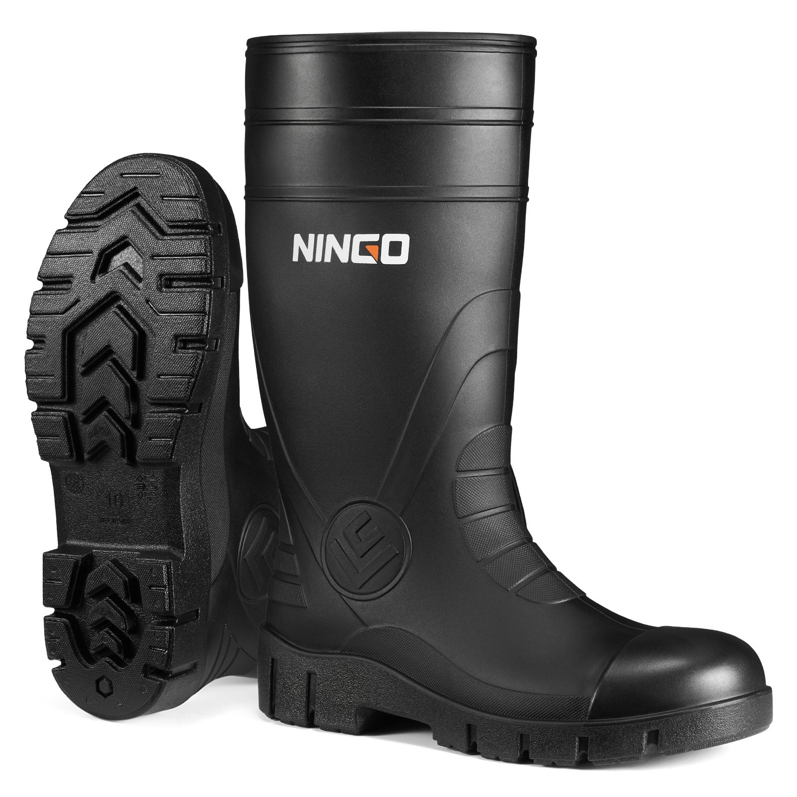 NINGO Men Steel Toe Waterproof Rain Boot Puncture & Slip Resistant Mud Work Boot