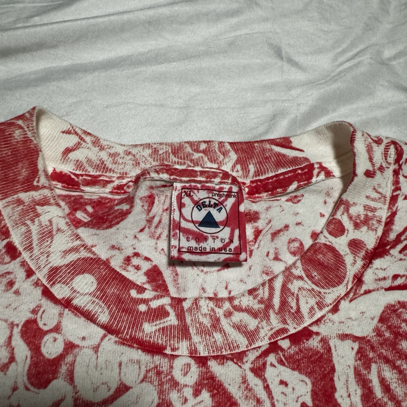 Vintage Iams Pet Food AOP Shirt Red White Cat Dog sz XL All Over Print Graphic