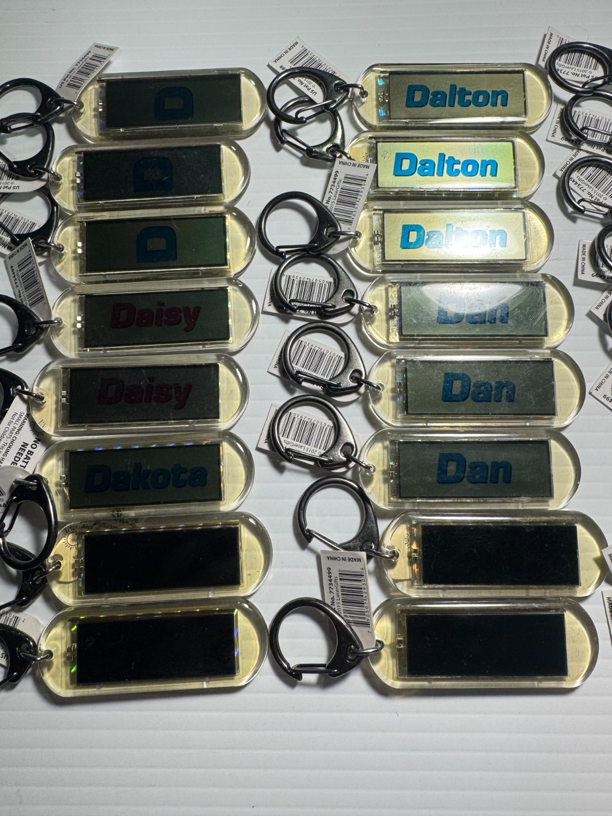 Acrylic Blinking Solar Powered Key Chain 4.0″ Long w/Snap Ring, w/NAME