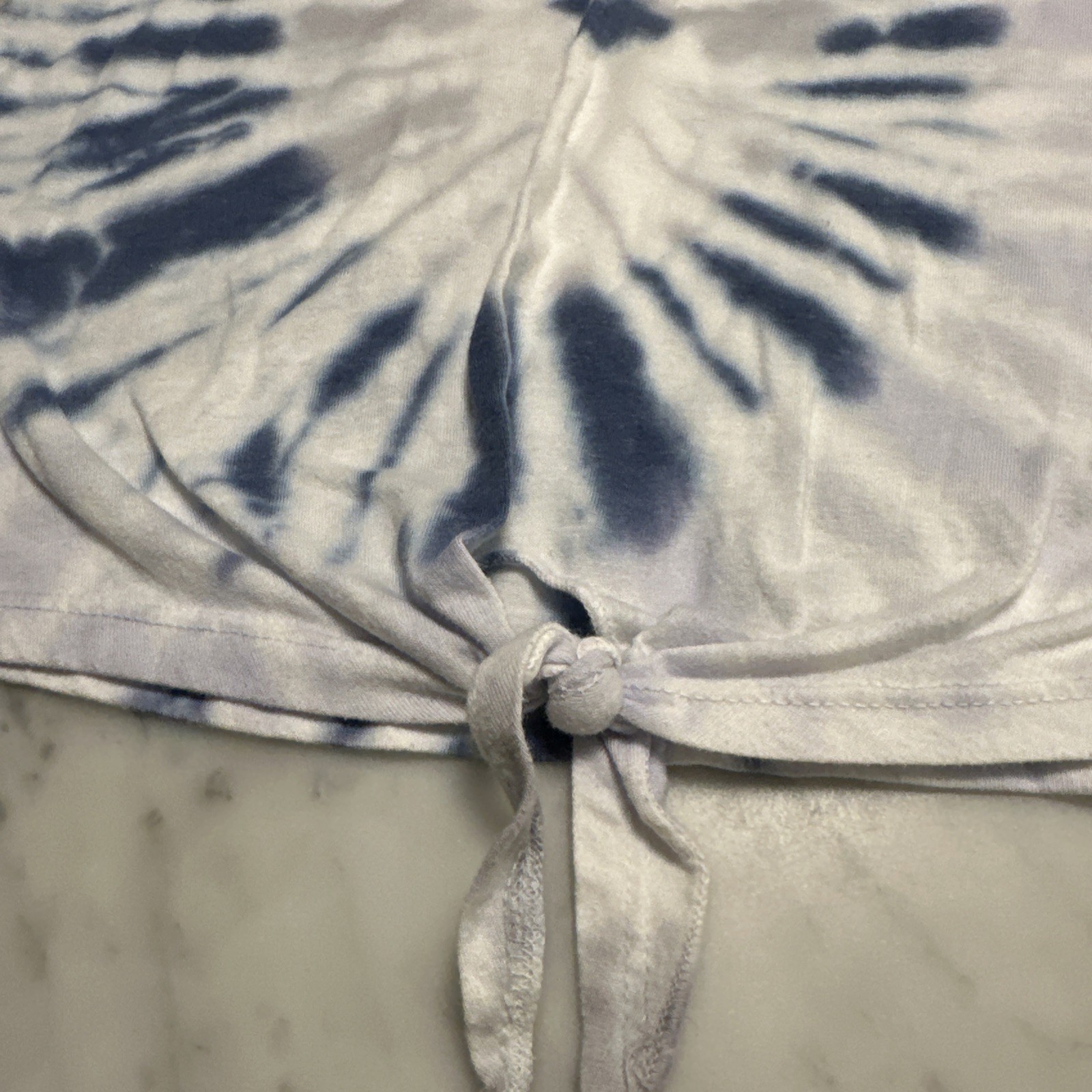 Juniors DREAMSICLE Blue/Gray/White Tie-Dye Sleeveless Tee W Knot Detail; Size XS
