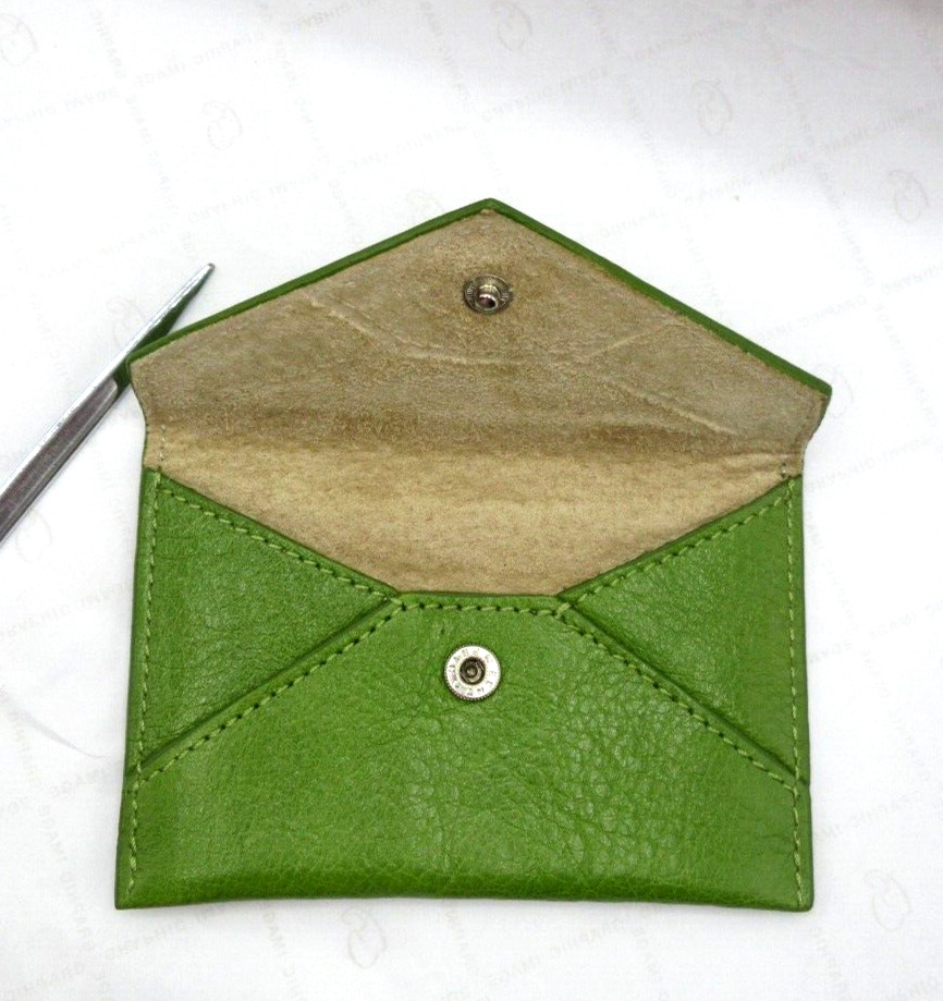 Envelope Card Holder MINI Leather Holds Business Credit Graphic Image LIME GREEN
