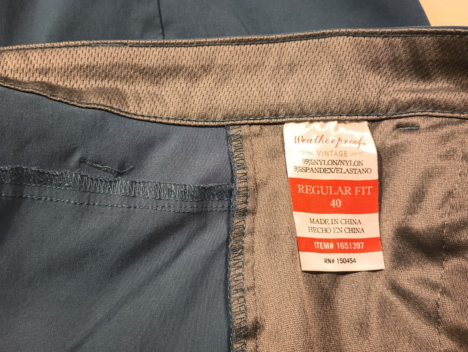 Weatherproof Vintage Regular Fit Hiking Shorts 40×10 Blue 95%Nylon/5%Spandex
