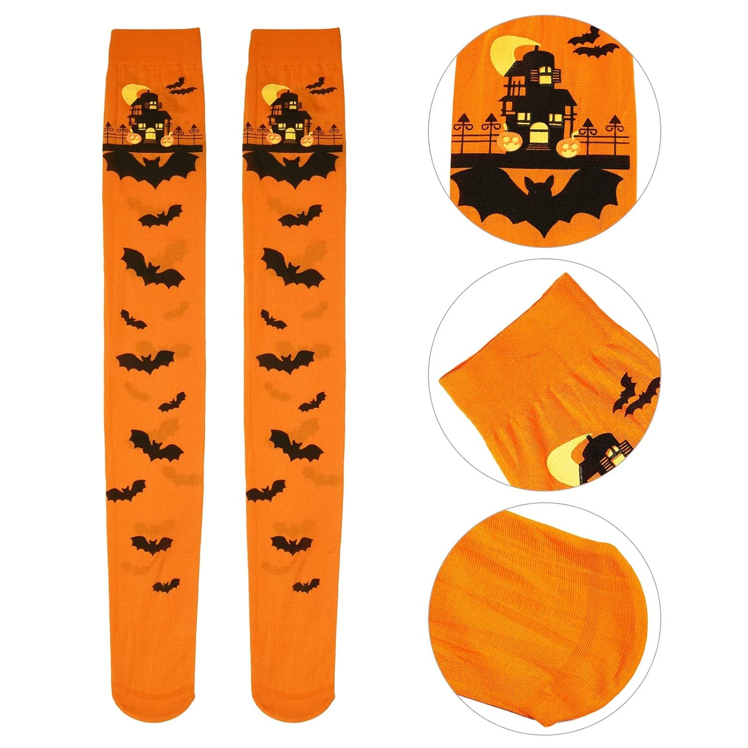 Thigh High Halloween Socks Long Over Knee Spider Bat Stockings 3 Pairs Hosiery