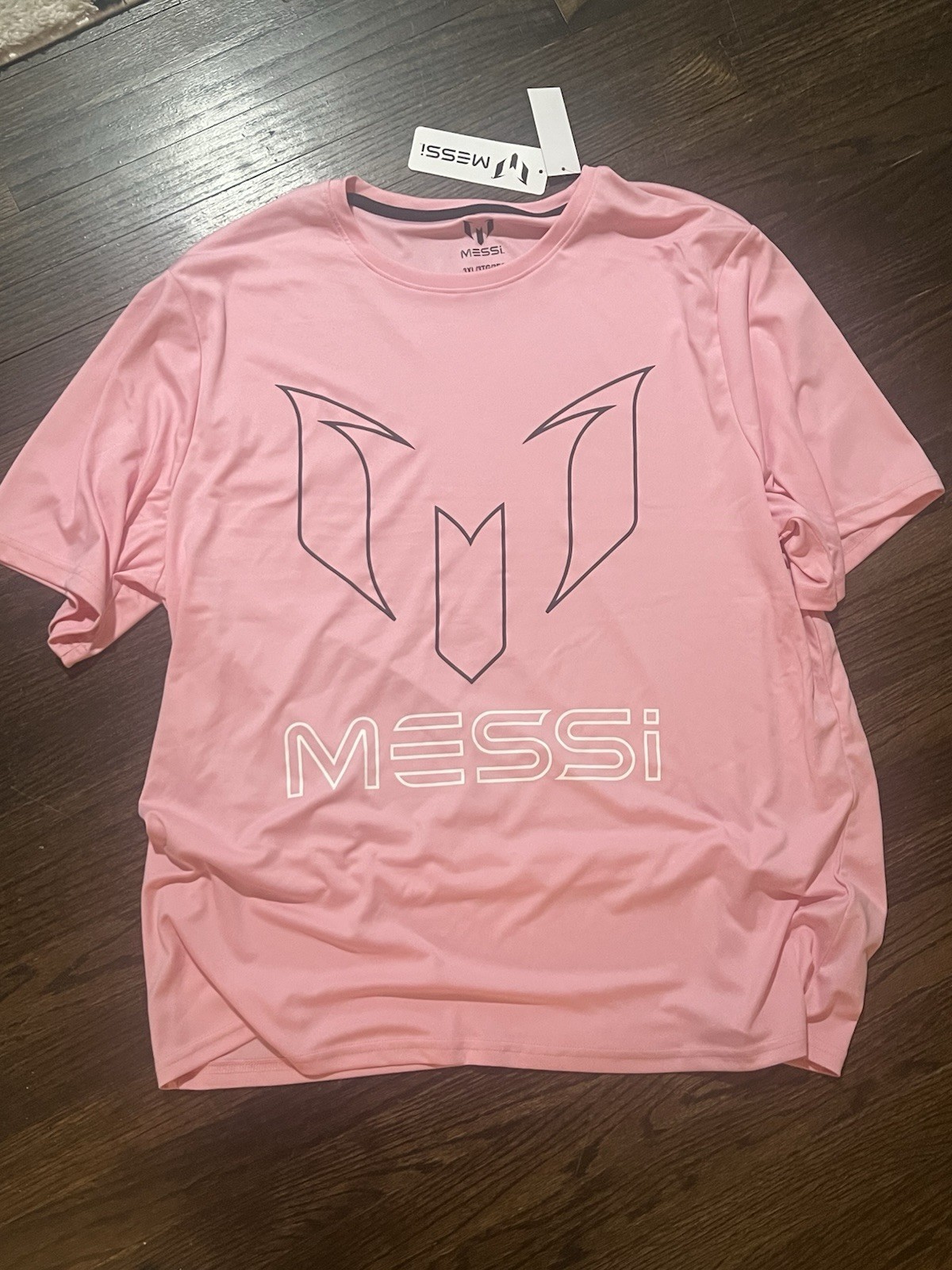 Messi Pink Graphic Print Crew Neck T-Shirt Men’s 3XL Big & Tall Short Sleeve