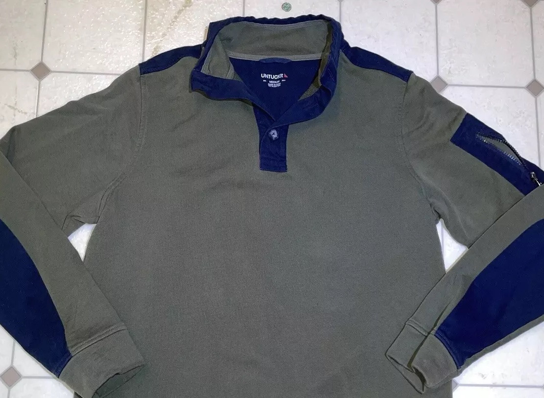 Untuckit Pullover Sweater 1/4 Zip Button Mens Size M Walking Hiking Golf Pocket