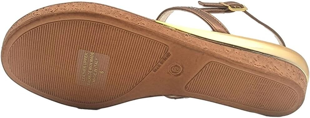 Women’s Onex Leather Wedge Slide Sandals Bronze Swarovski Crystal Italy